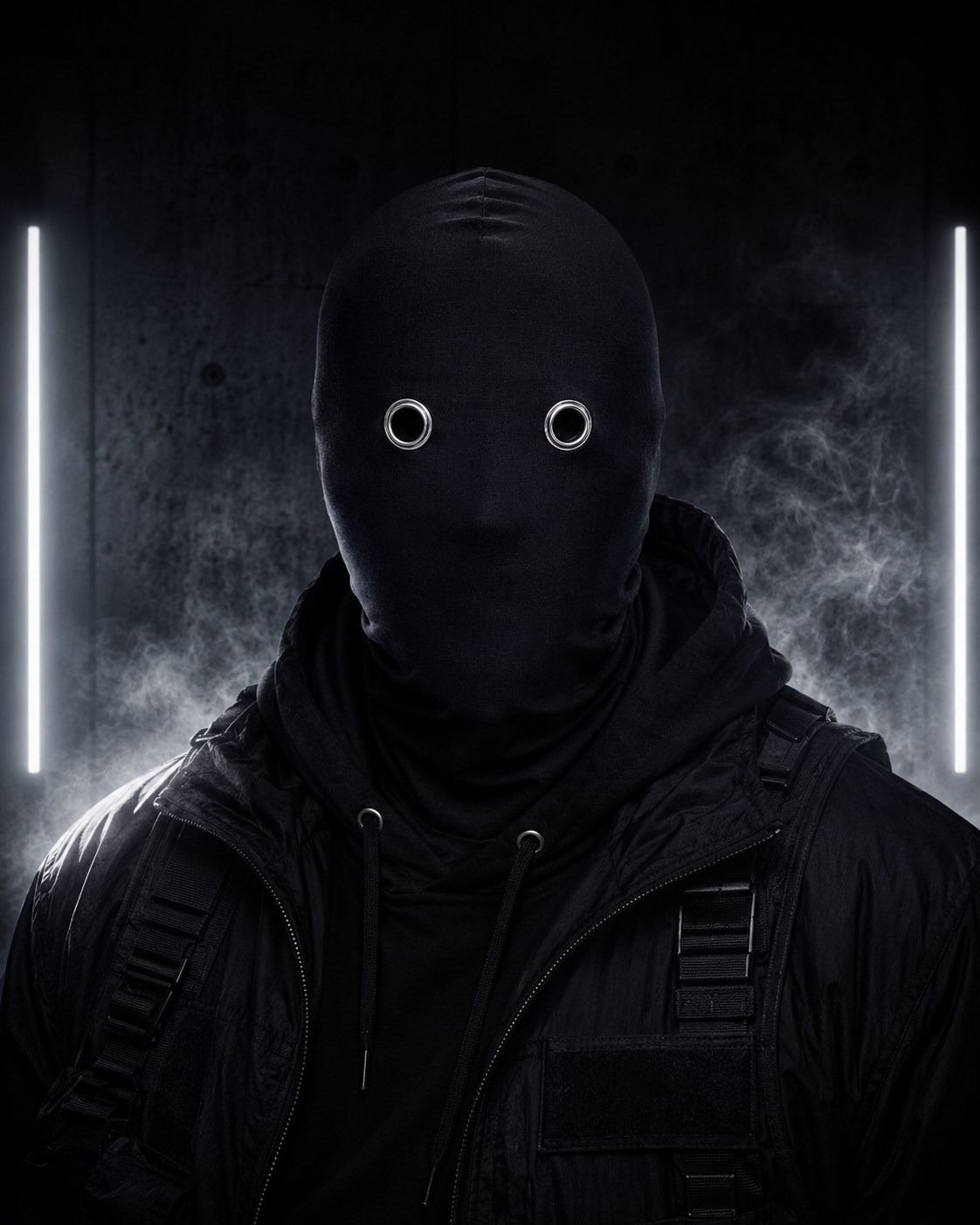 Black Balaclava with Metal Eyelets | Streetwear & Techwear Mask | OTKYDACH