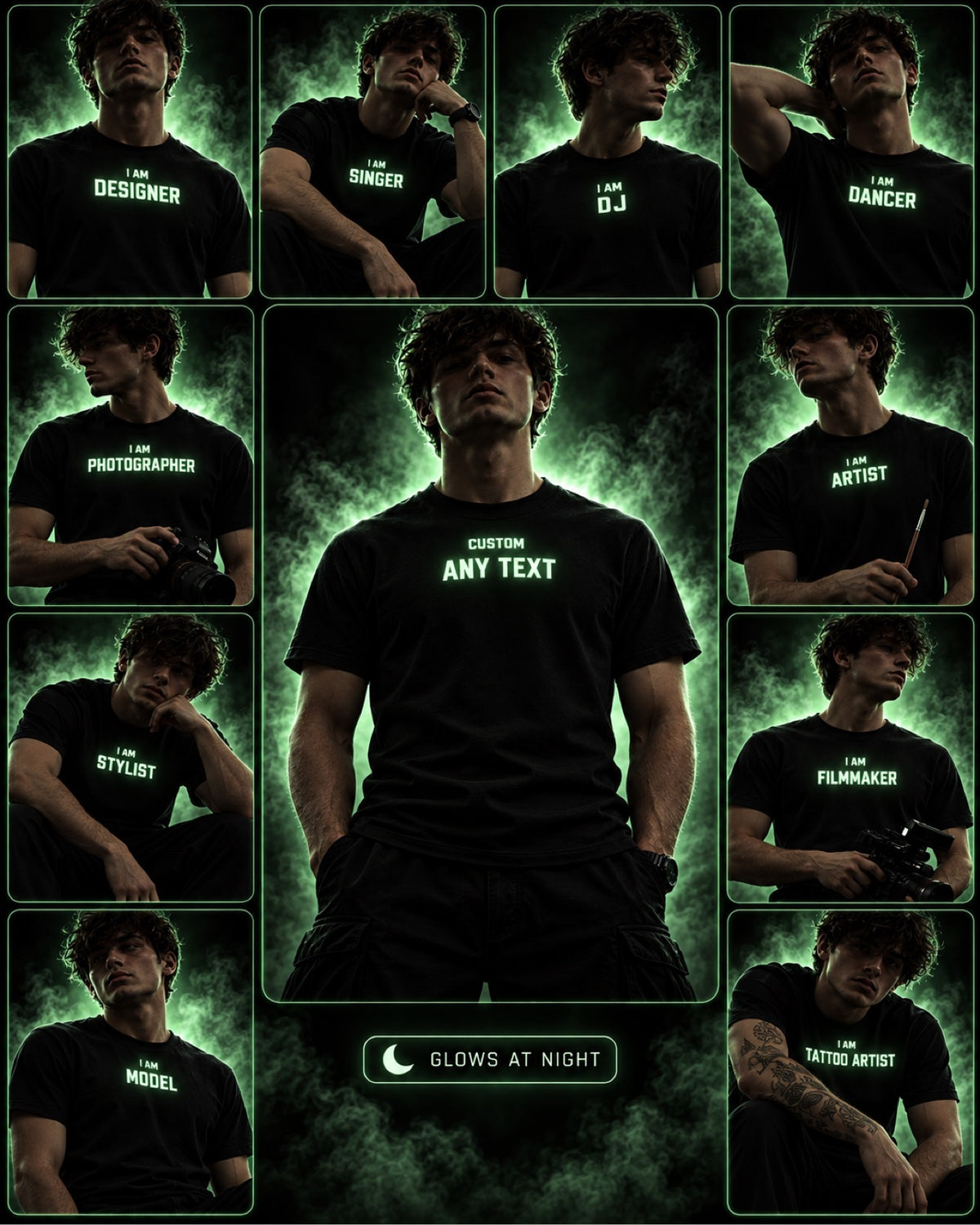 Custom Glow-in-the-Dark T-Shirt – Personalized Text, Light-Up Tee | OTKYDACH