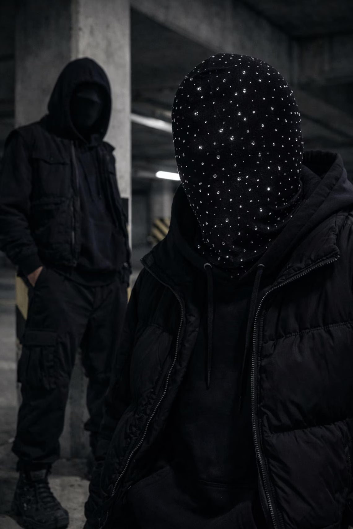 Rhinestone Full Face Mask White Diamond Balaclava Streetwear Fashion