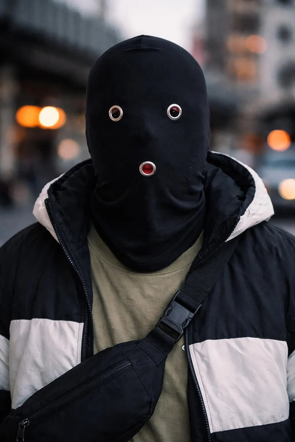 3-Hole Metal Eyelet Balaclava, Streetwear Techwear Mask, Urban Fashion Accessory