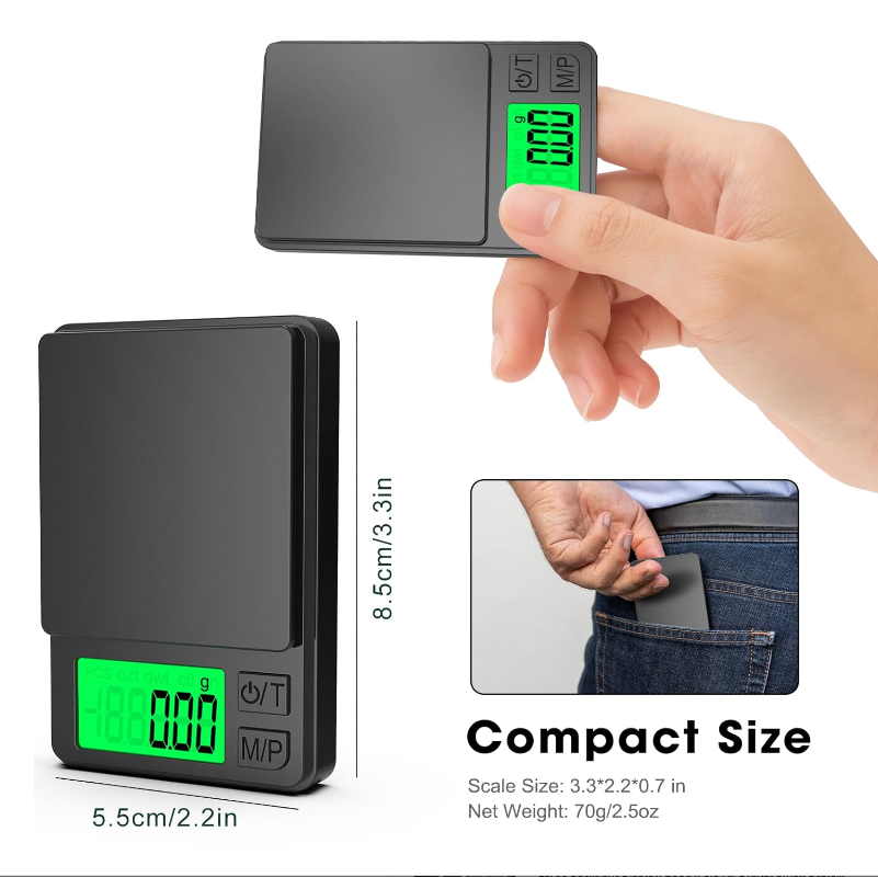 Pocket Digital Scale - High Precision 0.01g, Compact & Lightweight, Black