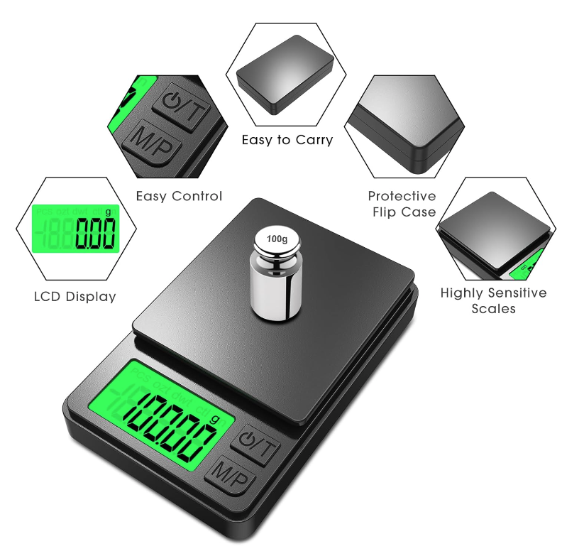 Pocket Digital Scale - High Precision 0.01g, Compact & Lightweight, Black