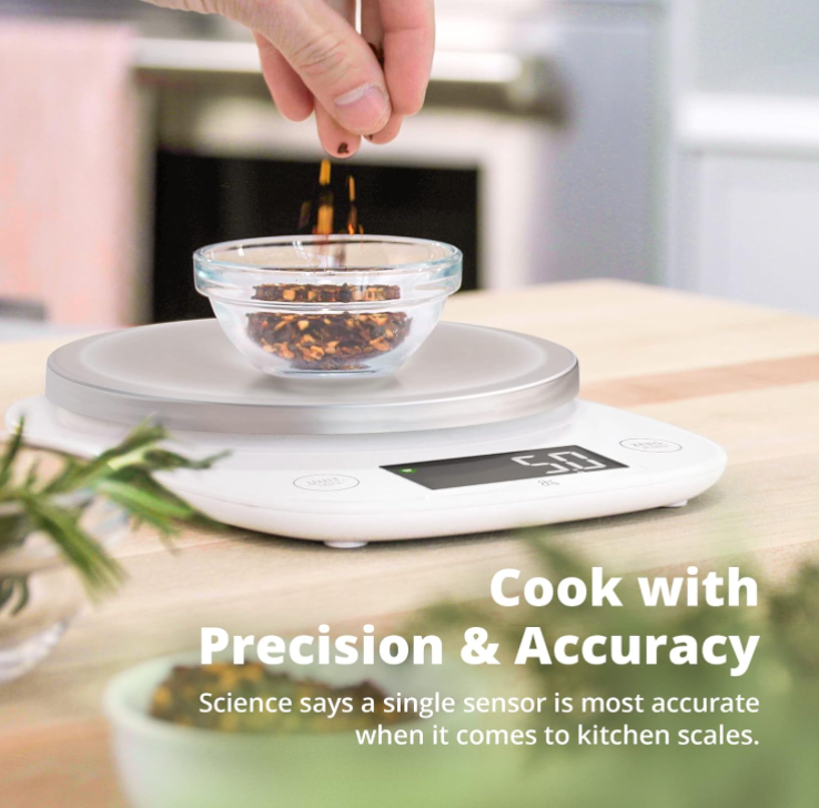 Premium Digital Baking Scale - Ultra Accurate, 4 Units, White + Stainless Steel