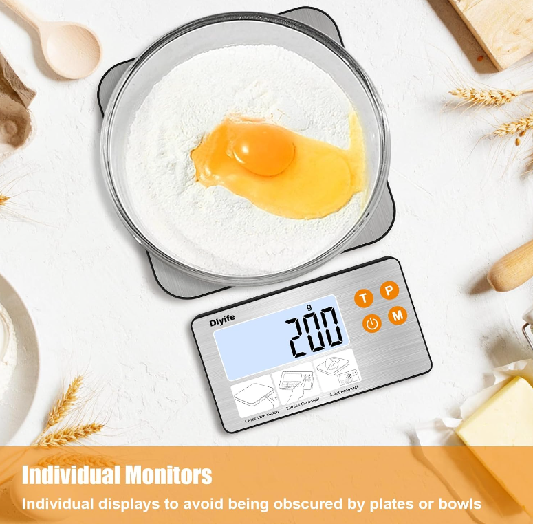 Digital scale showcasing precise measurement of a fried egg in grams.