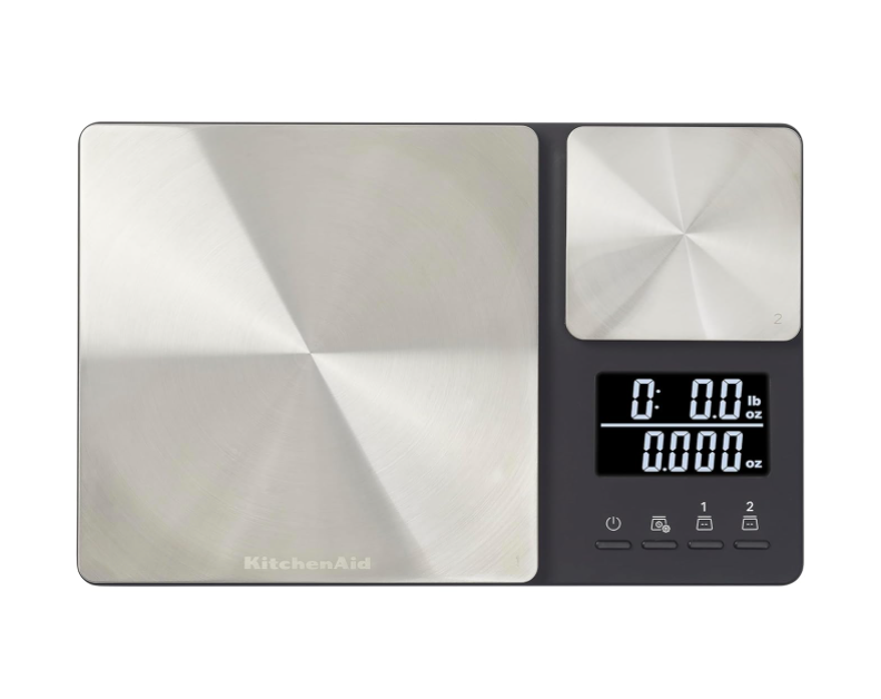 Dual Platform Digital Kitchen Scale - 11lb & 16oz Precision, Black Stainless Steel