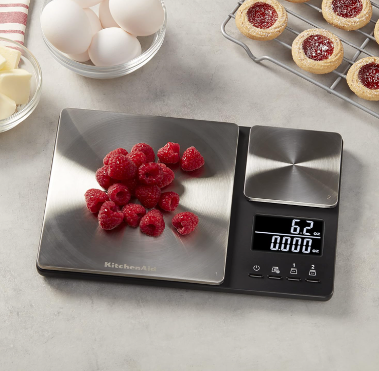 Dual Platform Digital Kitchen Scale - 11lb & 16oz Precision, Black Stainless Steel