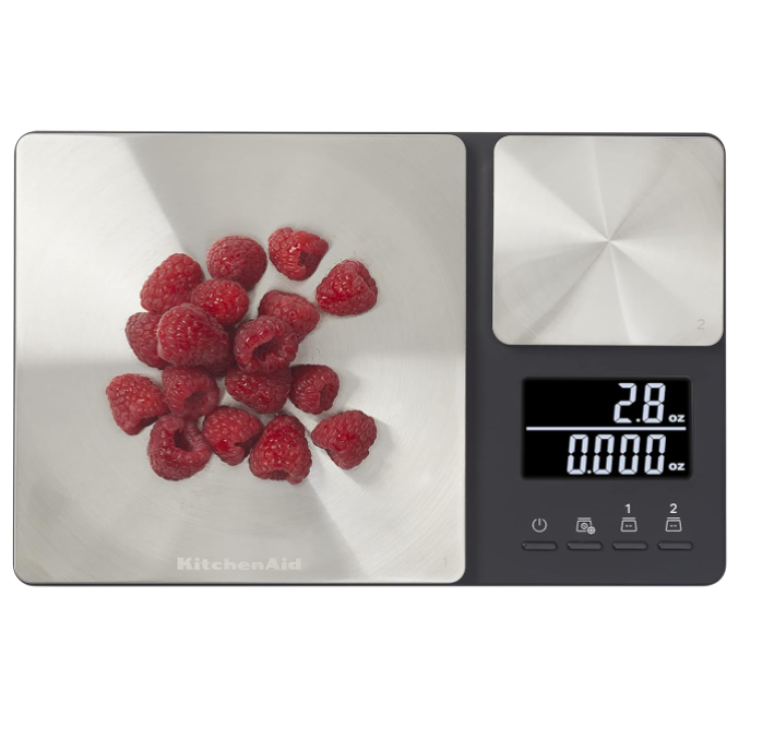 Dual Platform Digital Kitchen Scale - 11lb & 16oz Precision, Black Stainless Steel