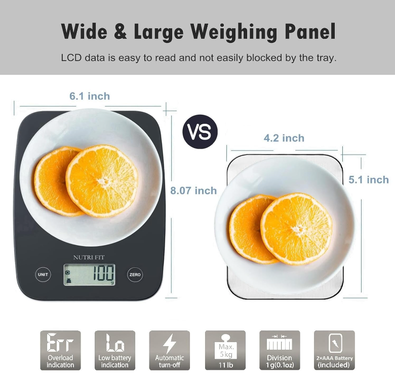 Digital Food Scale - 11lb Capacity, Cooking Scale for Grams & Ounces