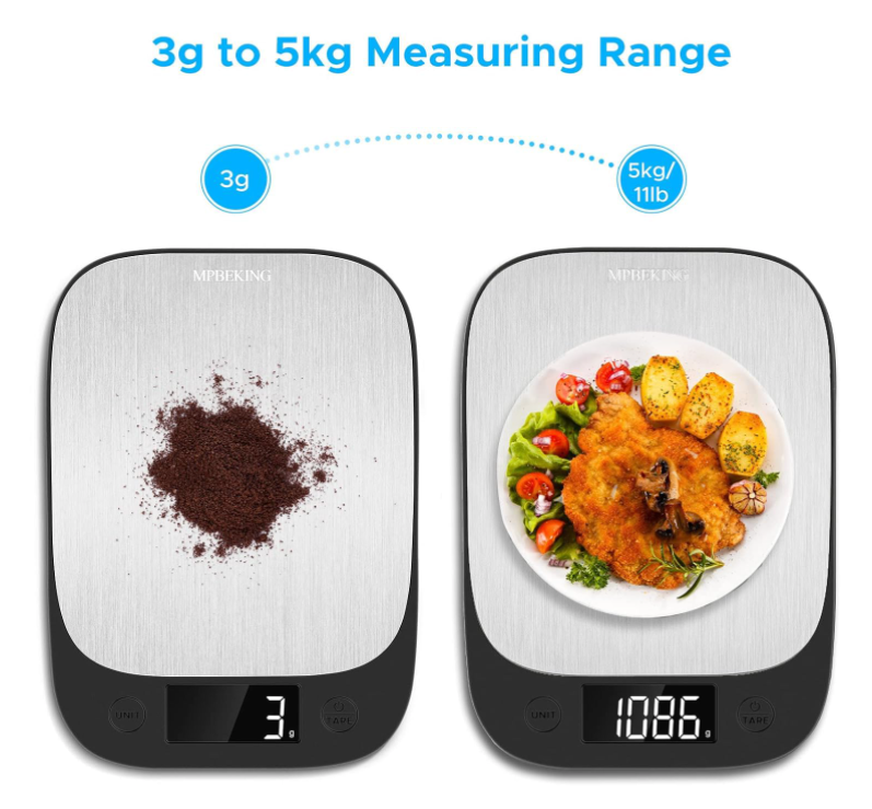 Digital Food Scale - Precise Kitchen Scale for Grams & Oz, Stainless Steel