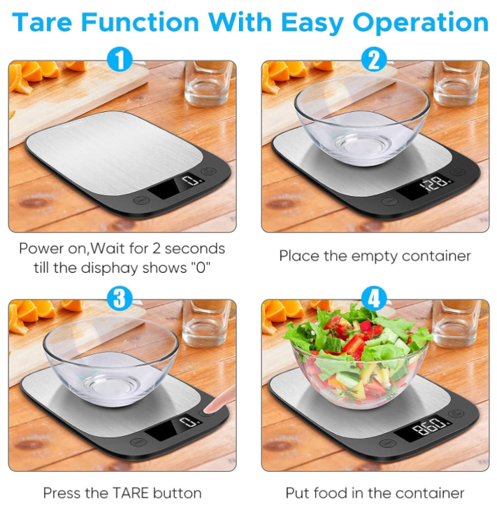 Digital Food Scale - Precise Kitchen Scale for Grams & Oz, Stainless Steel