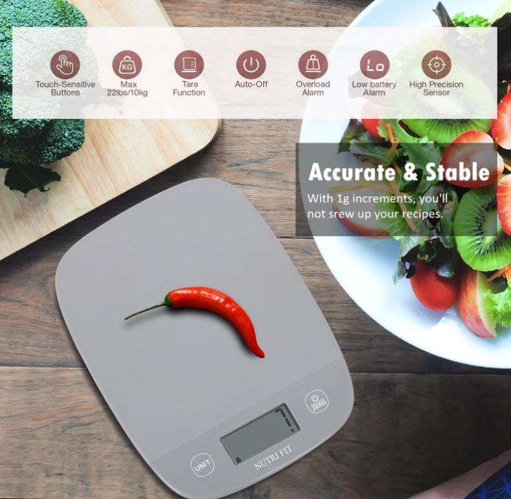 Digital Kitchen Food Scale - 11lbs/5kg Capacity, Precise Measurements & Multi-Function Design