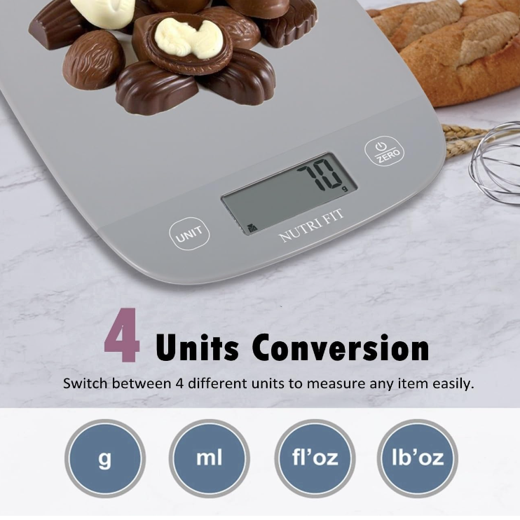 Digital Kitchen Food Scale - 11lbs/5kg Capacity, Precise Measurements & Multi-Function Design