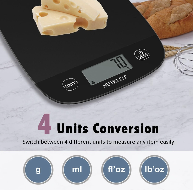 Digital Kitchen Food Scale - 11lbs/5kg Capacity, Precise Measurements & Multi-Function Design