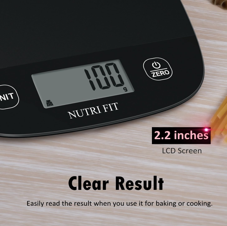 Digital Kitchen Food Scale - 11lbs/5kg Capacity, Precise Measurements & Multi-Function Design