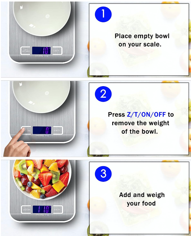 Digital Kitchen Scale - Premium Stainless Steel, LCD Display, 1g Precision