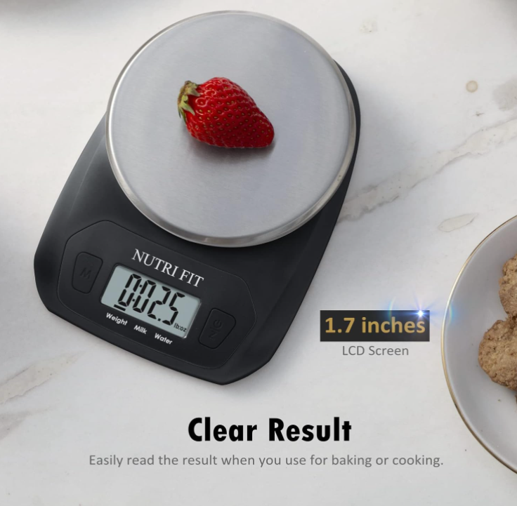 Digital Food Scale - Compact Kitchen Scale in Grams & OZ, Stainless Steel, Black