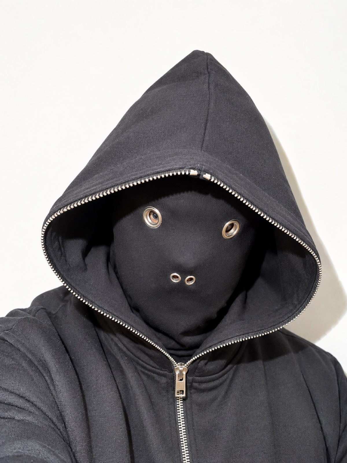 Black Full Face Balaclava Mask with Metal Eyelets – Nose Ring Piercing Mask