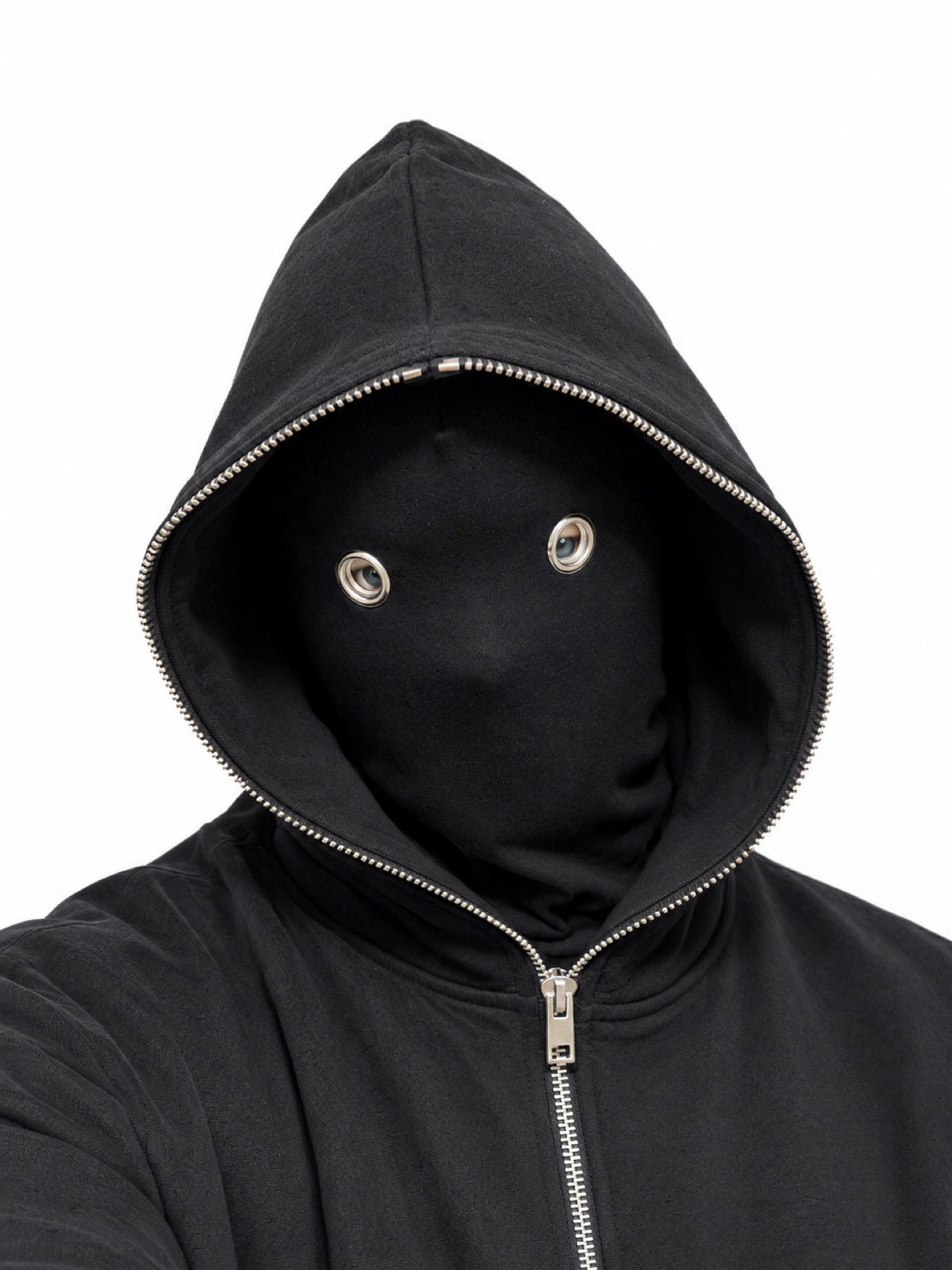 Black Full Face Balaclava Mask with Metal Eyelets – Nose Ring Piercing Mask