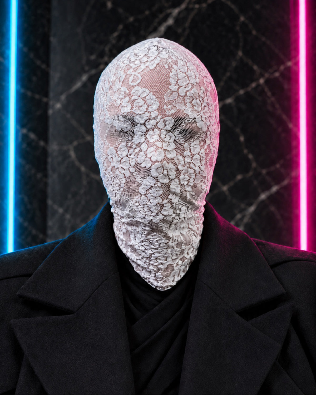Full Face Mask White Lace – Floral Masquerade Balaclava