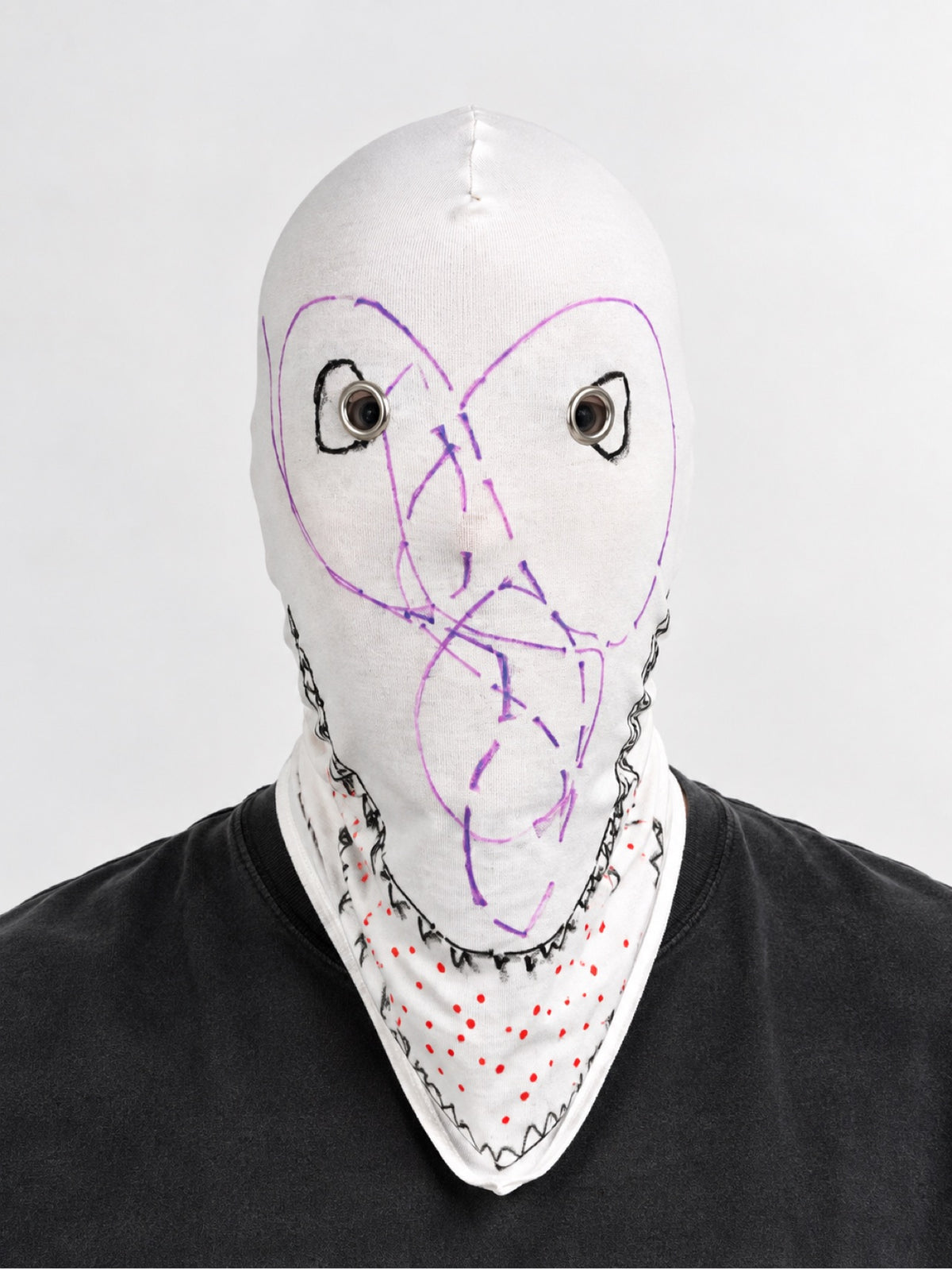 Creepy Face mask hand-drawn by Luna Otkydach, age 7 — one of a kind