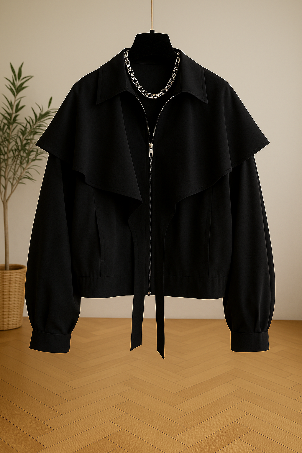 Black Cloak Jacket – Samurai Hakama Techwear Mantle Coat – Oversized Japanese Cape – Avant Garde Darkwear