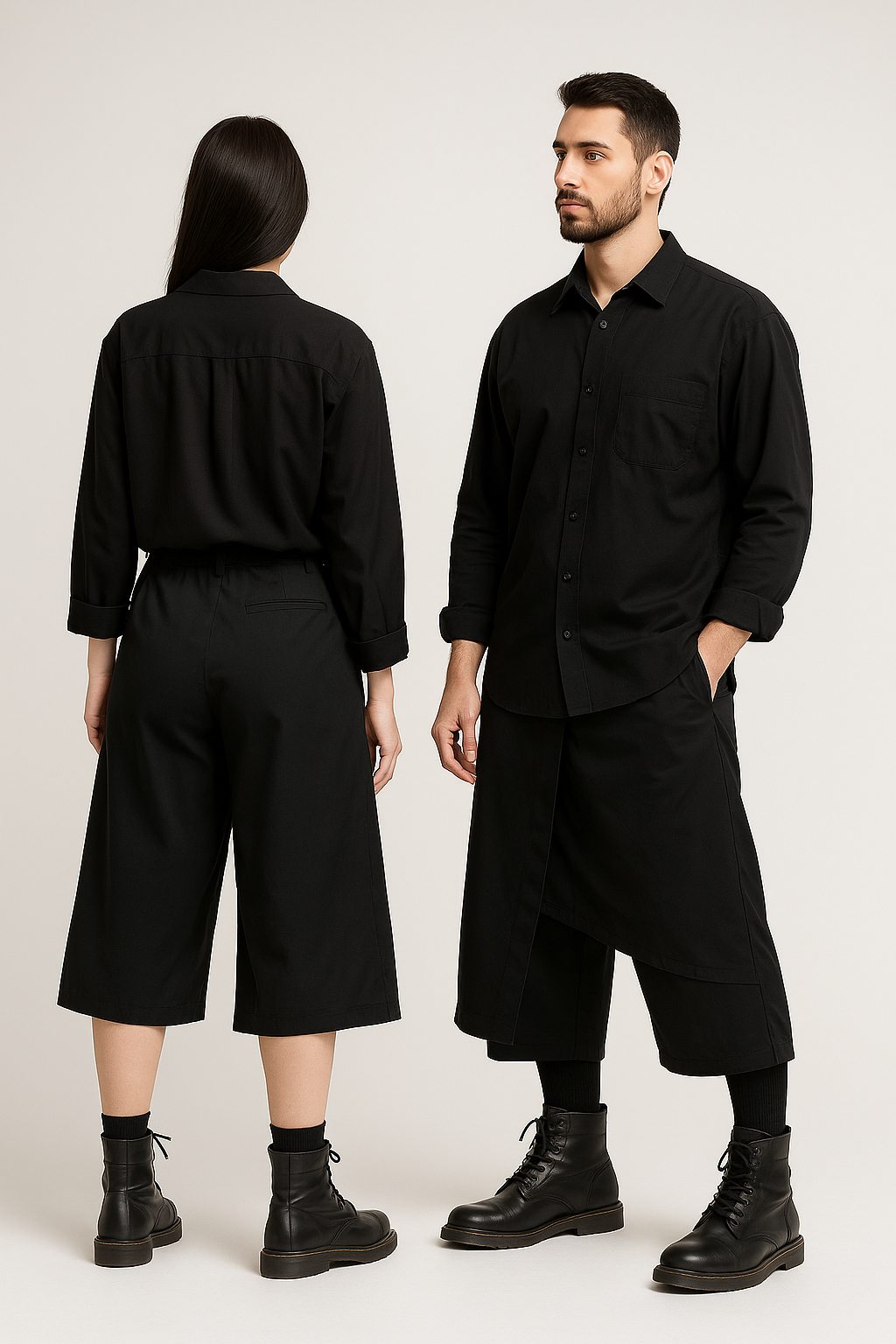 Avant-Garde Samurai Wrap Pants – Asymmetric Techwear Culottes