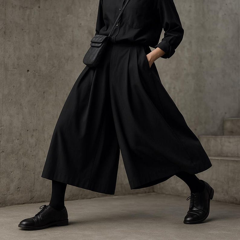 Japanese Hakama Pants Unisex Wide Leg Trousers