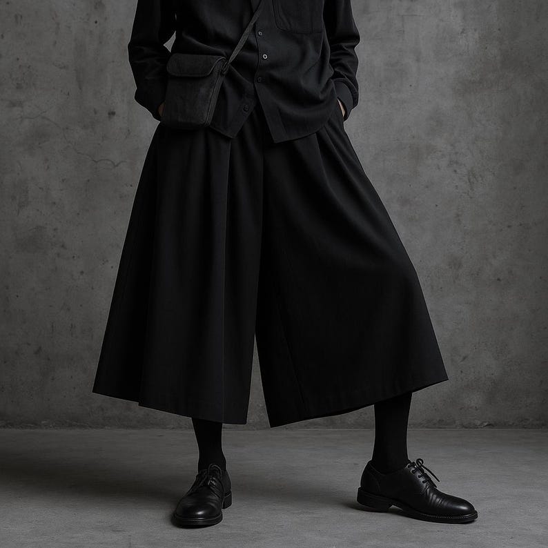 Japanese Hakama Pants Unisex Wide Leg Trousers