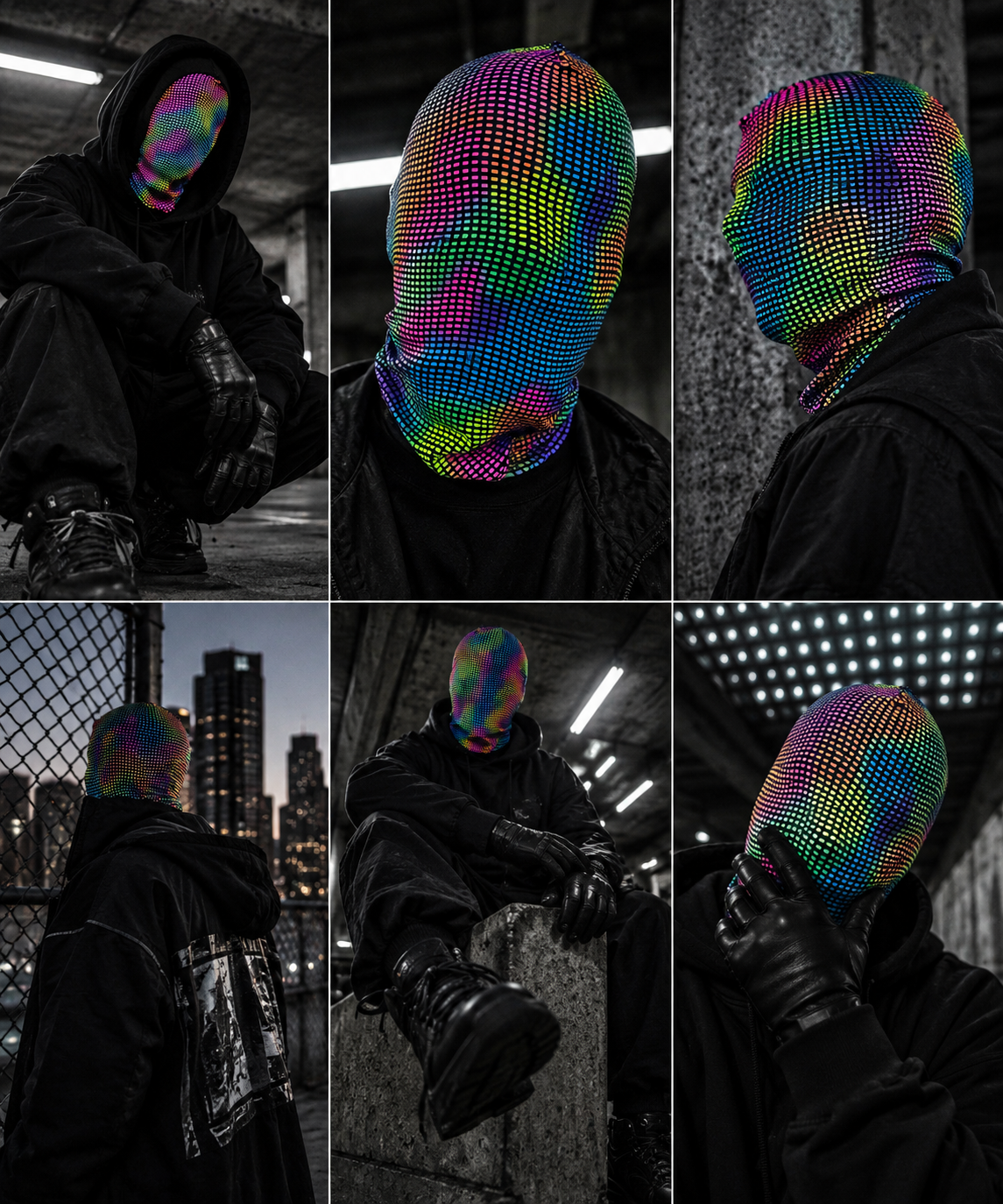 SP826-04 - DIGITAL GHOST SP826 — Rainbow Pixel Full-Face Mask
