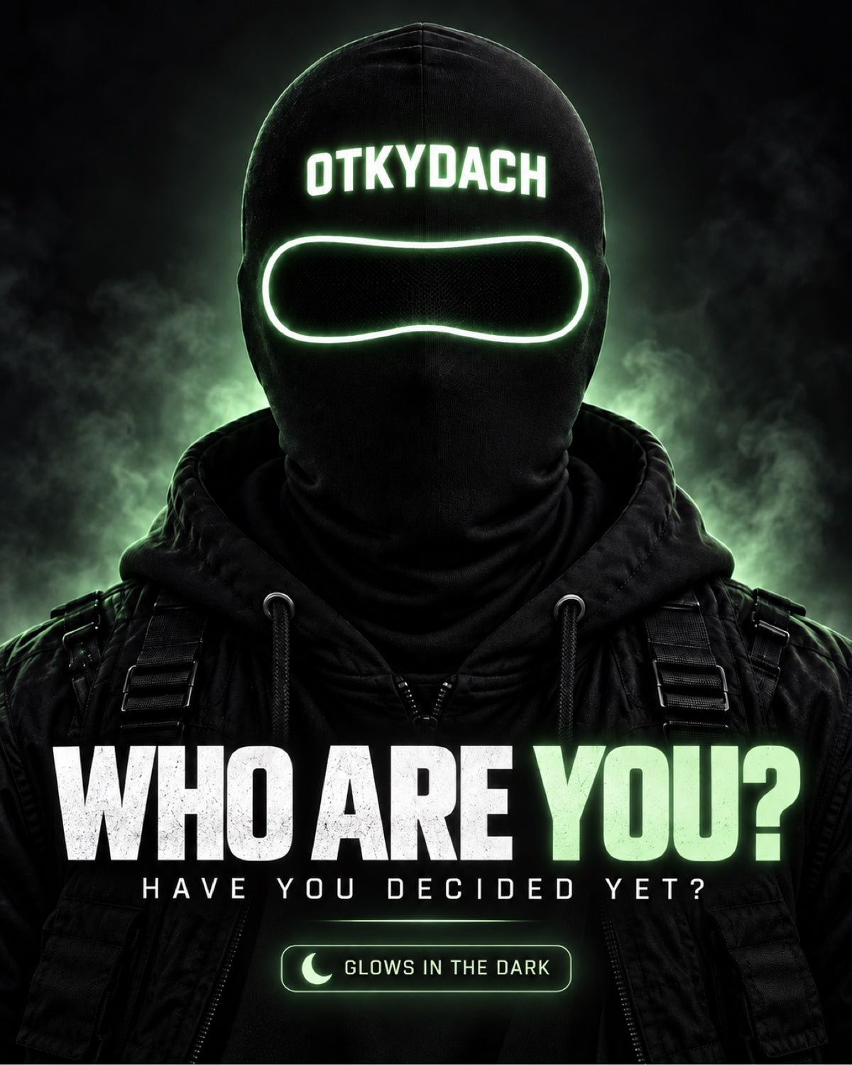 Custom Glow-in-the-Dark Balaclava Mask – Personalized Text, Light-Up Ski Mask | OTKYDACH