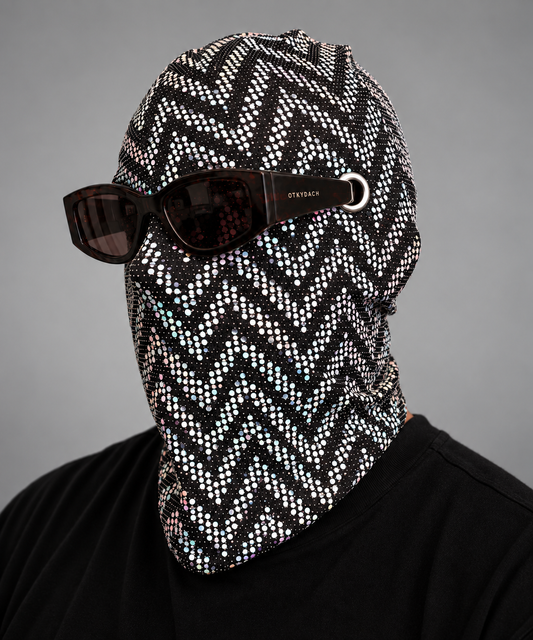 Zig-Zag Face Mask with Eyelets for Glasses – Holographic Full-Face Balaclava, Reflective Ski Mask | OTKYDACH
