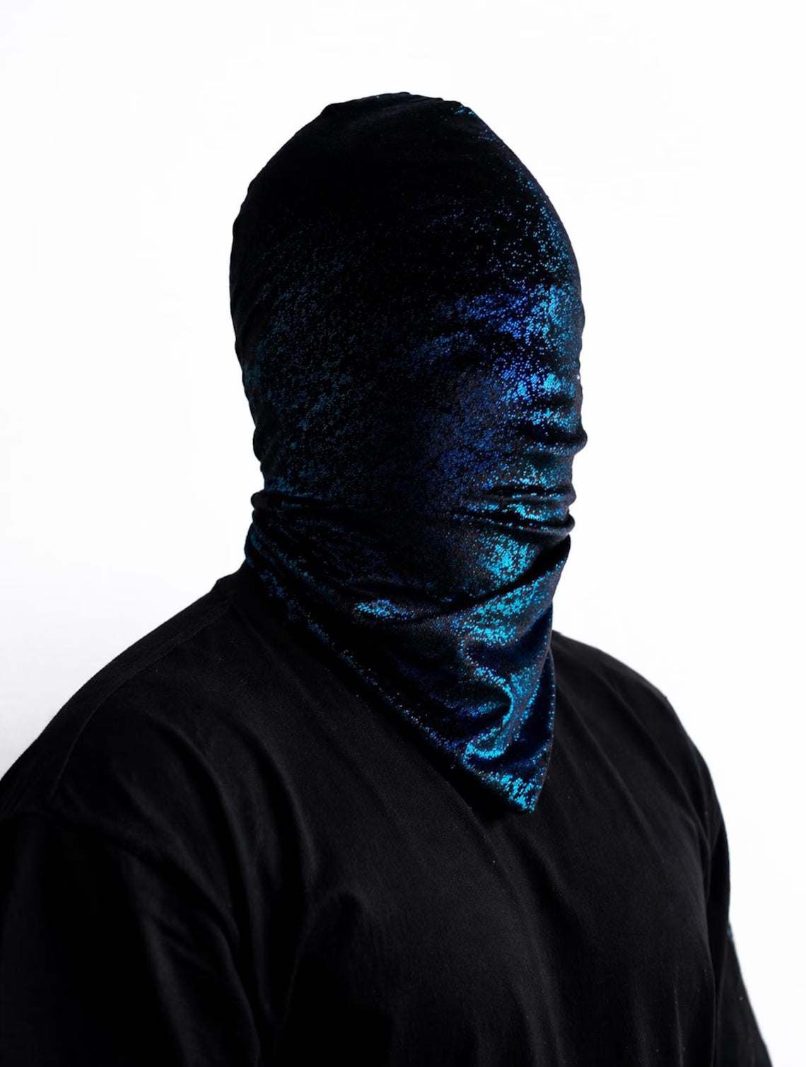Blue Full Face Balaclava Mask Velvet Shimmer Stretch Hood Streetwear Mask Unisex Festival Mask Anonymous Style