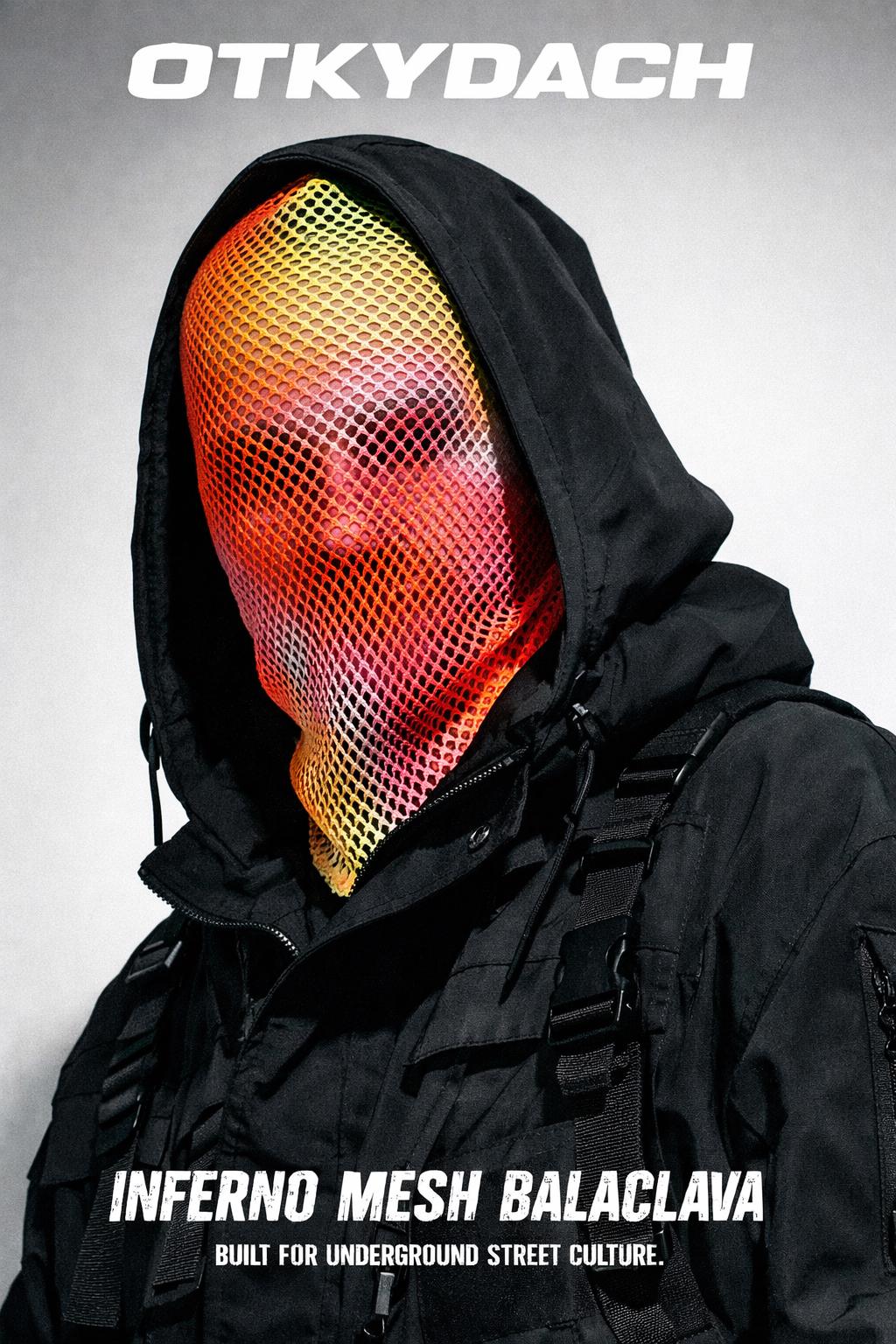 Neon Mesh Full Face Mask, Streetwear Balaclava, Techwear Mask, Anonymity Mesh Mask